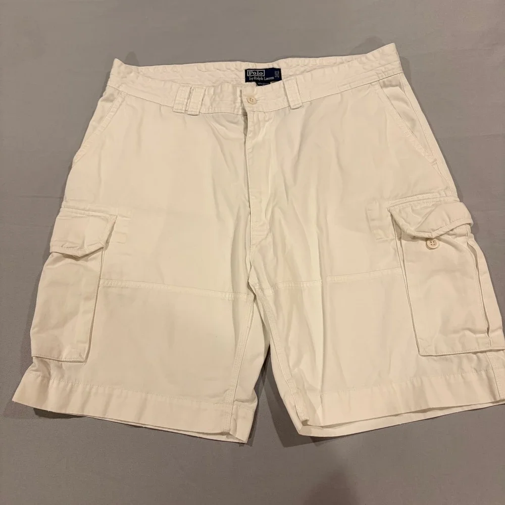 Polo Ralph Lauren Mens White Cotton Cargo Shorts Size 40 Classic Utility Preppy